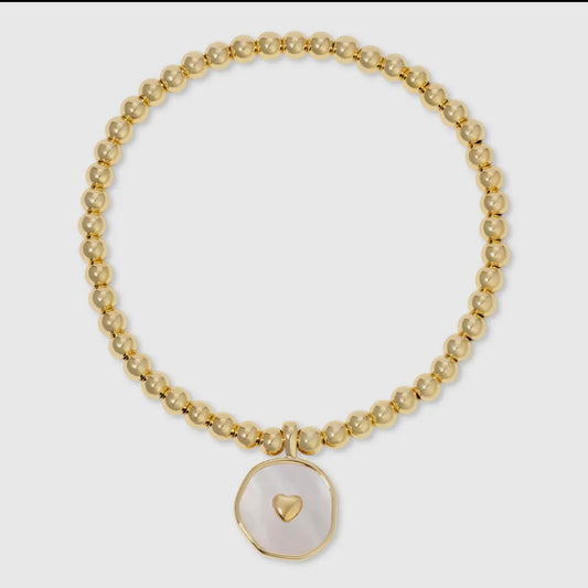 Heart Accented Shell Beaded Bracelet
