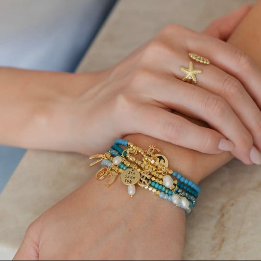 Crab Beaded Stretch Bracelet