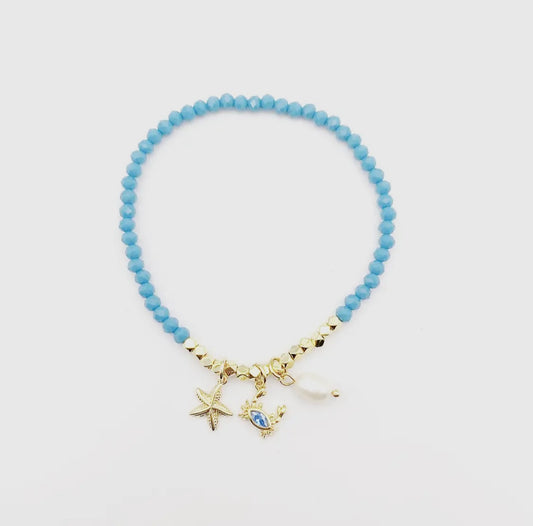 Crab Beaded Stretch Bracelet