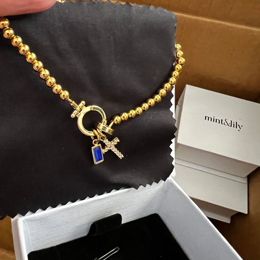 Mint & Lily Saphire Blue cross Bracelet
