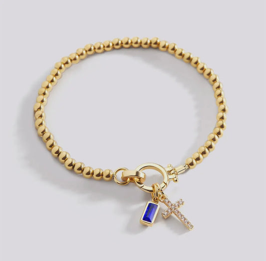 Mint & Lily Saphire Blue cross Bracelet