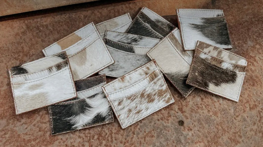 Cowhide leather/fur card holder